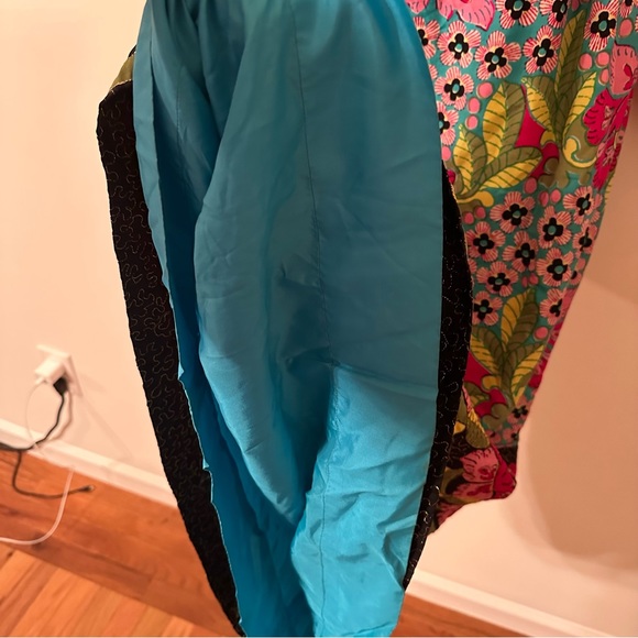 Vintage 60s 70s psychedelic silk mixed print embroidered maxi dress (binC) - Picture 6 of 16